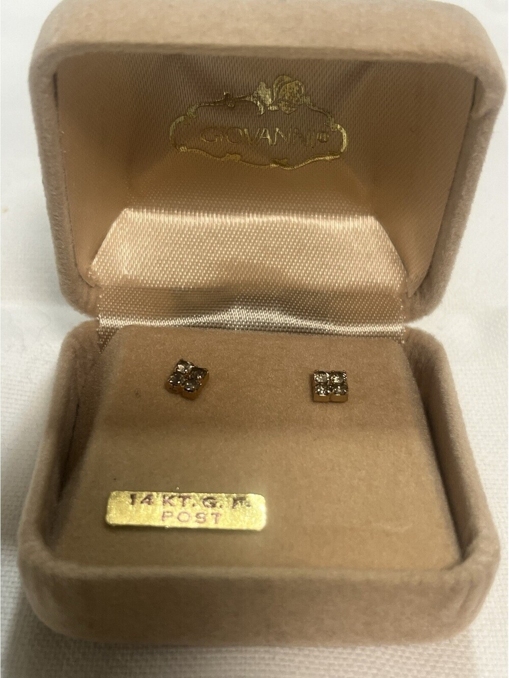 Vintage Giovanni Crystal Gold fill 14kt Stud Earrings Jewelry